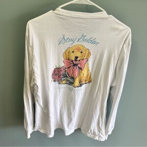 Stay Golden Lauren James Ladies Long Sleeve White Pocket Puppy Dog Tee XL